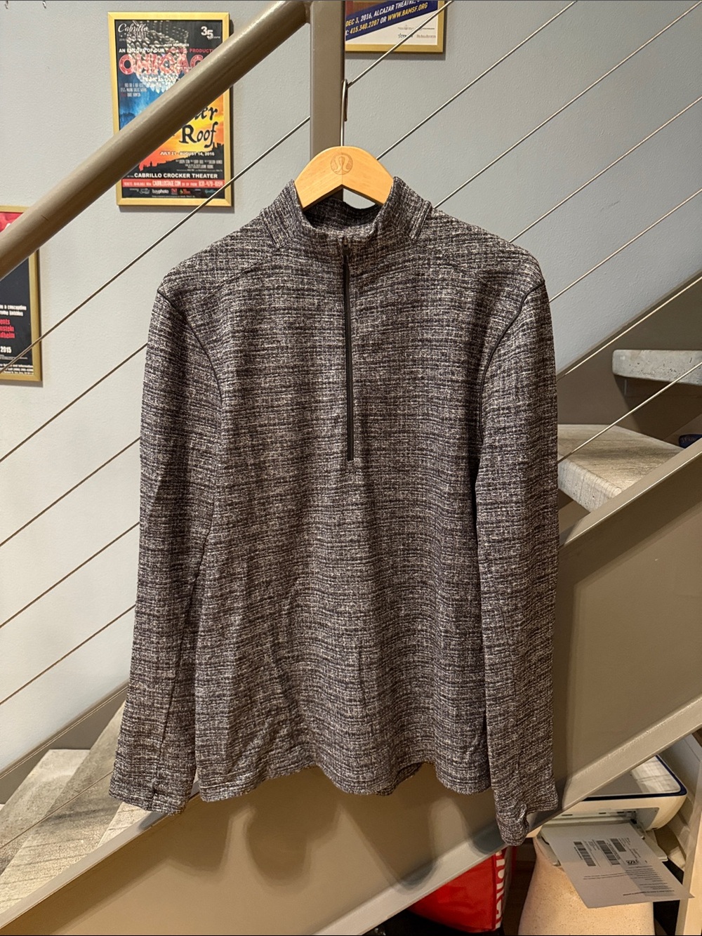 Lululemon Surge Warm Half Zip Heathered Black Gray Men’s Small